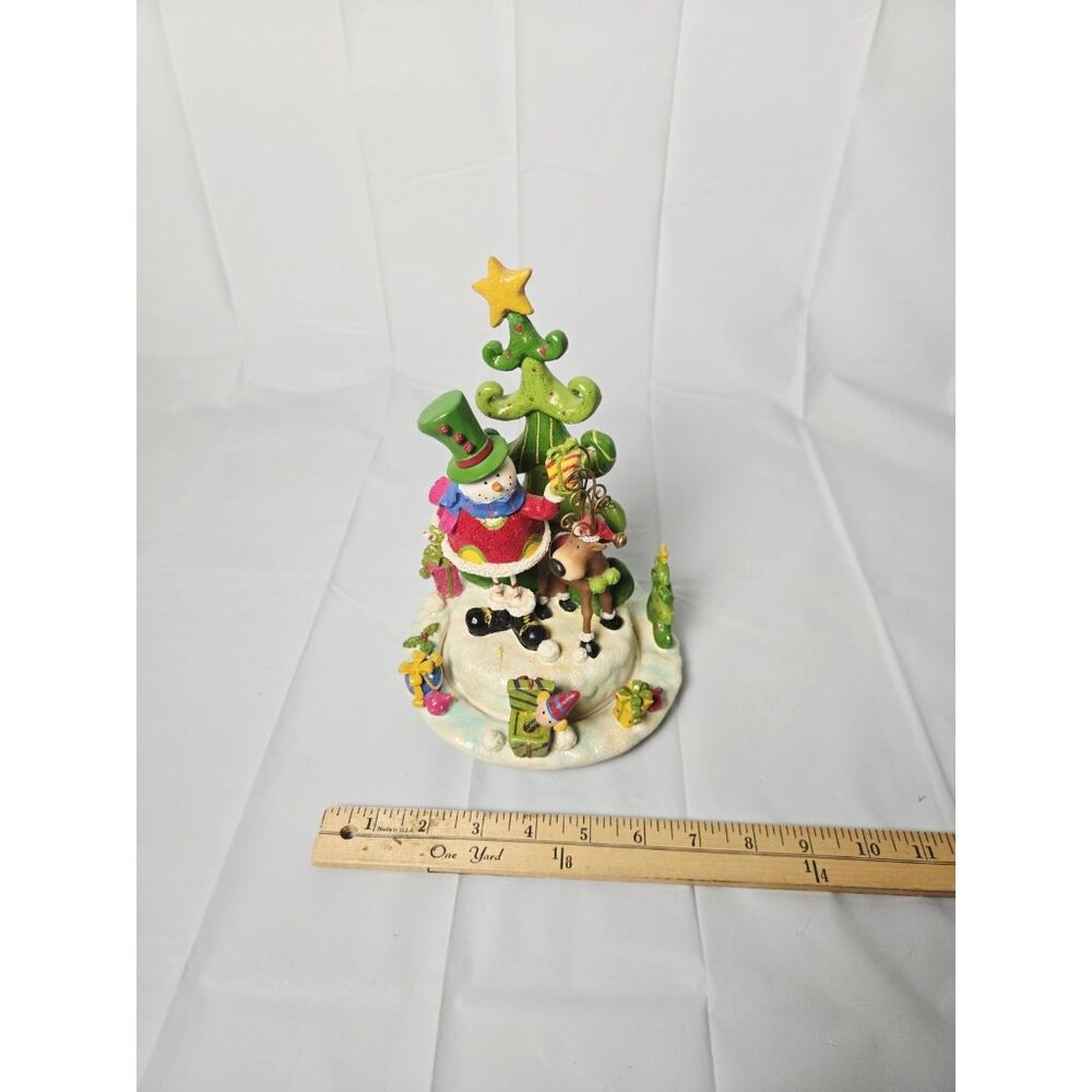 Home Interiors Ceramic Christmas Tree Snowman Playground Rotation Music Box - Picture 8 of 9